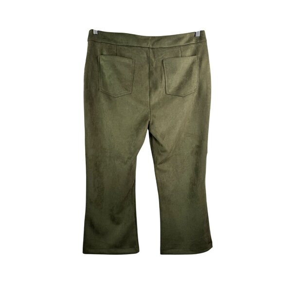 Nanette Lepore Kick Crop Suede Pants 90s Olive sz XL - Picture 4 of 9